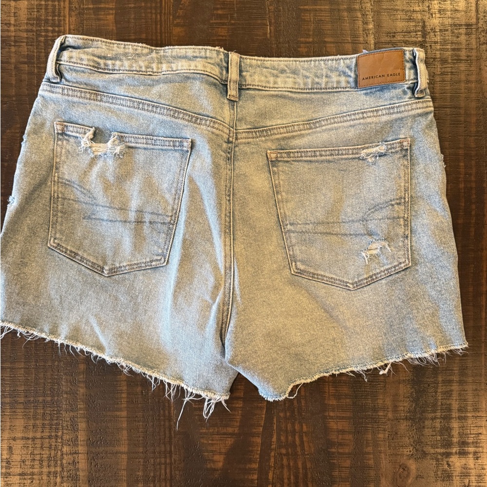 American Eagle Outfitters Women's Distressed Light Blue Jean Shorts